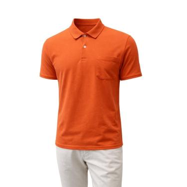 Imagem de Camisa Polo Manga Curta Masculina Slim Fico Laranja-Masculino