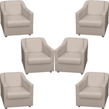 Imagem de Kit 6 Poltronas Decorativa Para Sala Recepção Manicure Barbearia Escri