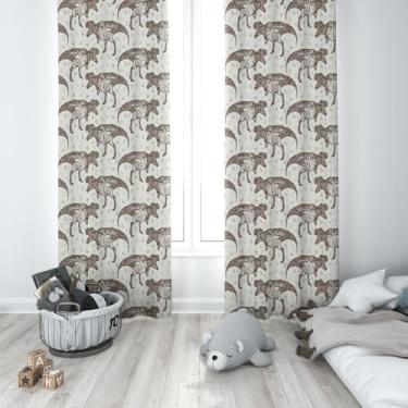 Imagem de Cortina Tecido Oxford Quarto Infantil Dinossauro T-Rex Fóssil - 140x22