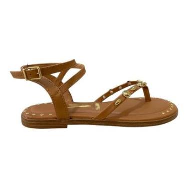 Imagem de Sandália Rasteira Feminino Vizzano Amarração Strass  6523.103 Caramelo-Feminino