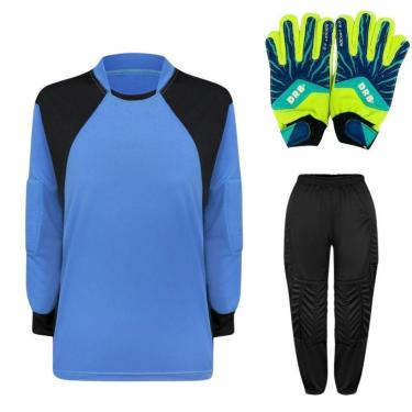 Imagem de Kit de Goleiro Infantil Camisa + Calça Acolchoada + Luva-Unissex