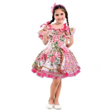 Imagem de Fantasia Infanfil Vestido Junino de São João de Luxo Com Bolsa - Fanta