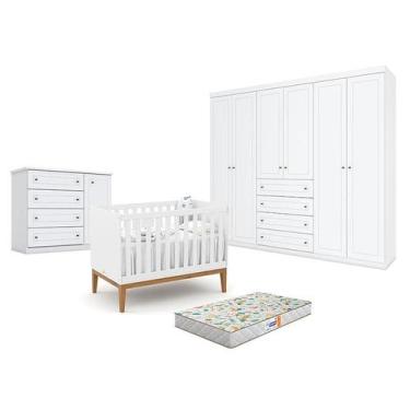 Imagem de Quarto de Bebê Americano 6 Portas com Berço Americano Unique Branco So
