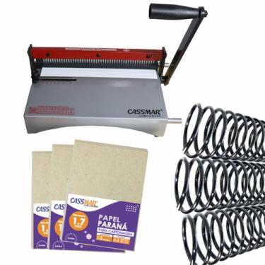 Imagem de Kit Encadernação Espiramatic + Cartonagem e Espiral Metal Preto Cassma