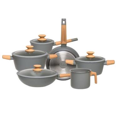 Imagem de Jogo De Panelas Antiaderente 4,5mm 6 Peças Elara Soft Ceram, Granito