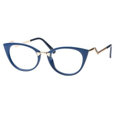 Imagem de Armação Gatinho Luxuosa Para Óculos De Grau De Acetato - Vinkin, Azul