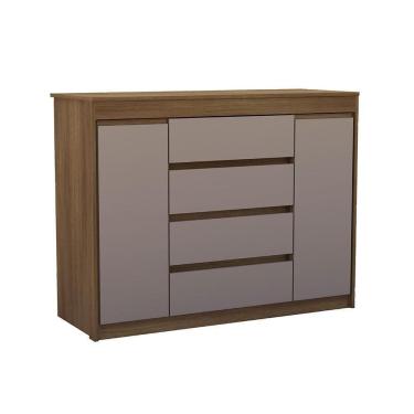 Imagem de Cômoda 2 Portas 4 Gav Com Sapateira 123cm Uni Luciane Móveis Avelã Pf/cinammon Pf