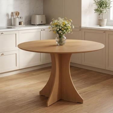 Imagem de Mesa de Jantar Redonda Nature Elisa 90cm Moderna e Aconchegante
