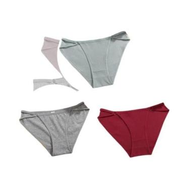 Imagem de Calcinhas De Algodão Listradas Femininas 3PCS Lingerie Sexy Respirável