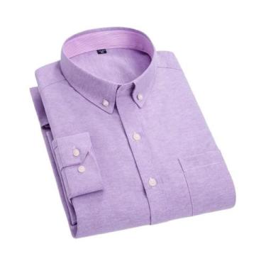 Imagem de Camisa Masculina Oxford Slim Fit De Manga Longa Em Algodão, Casual De 