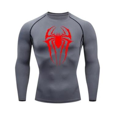 Imagem de Camiseta De Compressão Masculina Com Estampa De Aranha De Secagem Rápi