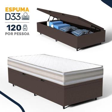 Imagem de Cama Box Baú com Colchão de Espuma D33 Double Face Territory Hellen Solteiro 88cm