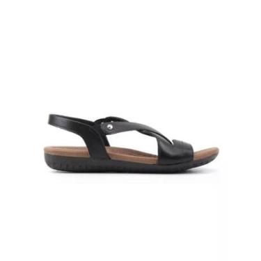 Imagem de Sandália Papete Feminina Usaflex R1804 Couro Preto-Feminino