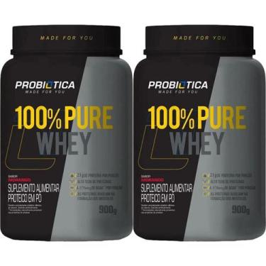 Imagem de Kit 2X 100% Pure Whey Nova Fórmula - 900g Morango - Probiótica
