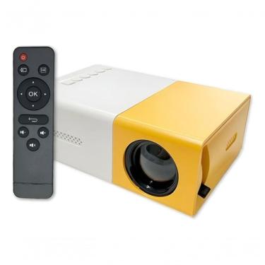 Imagem de Mini Projetor Portátil 1080p Cinema Filme Futebol Hdmi Tv Pc Branco E Amarelo