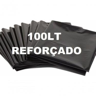 Imagem de Saco para Lixo Saco de Lixo Reforçado Preto 100 l 100 Unidades para Descarte de Resíduo...