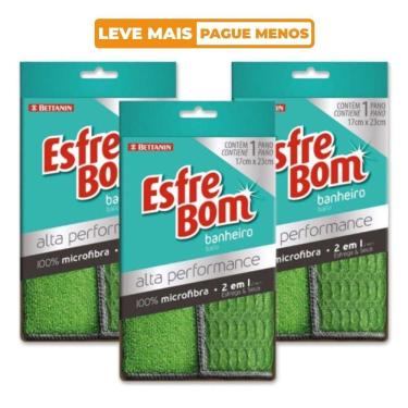 Imagem de Kit Pano para Banheiro Microfibra Alta Performance Esfrebom Limpeza e Secagem 100% Fibra Dupla Textura Bettanin
