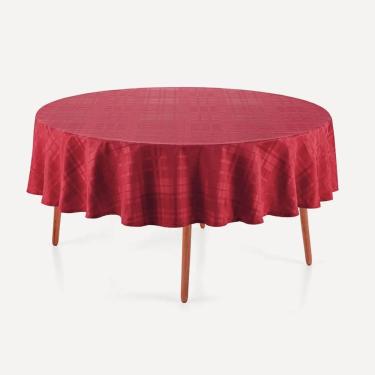 Imagem de Toalha de Mesa Redonda Tartan Vermelho em Jacquard 64% Algodão 36% Poliéster 1,78M 1 Peça Karsten