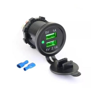 Imagem de Carregador Tomada Usb Duplo 3.1A Universal Carro Moto Caminhao Nautico