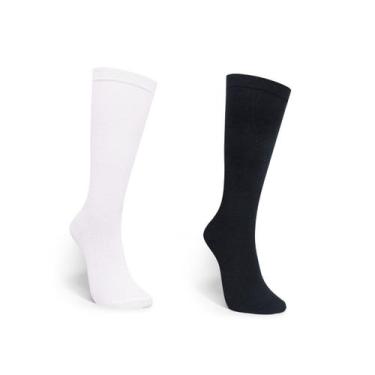 Imagem de Kit com 2 Meias 3/4 Adulto Selene Algodão com Elastano, 34-39, Branco,