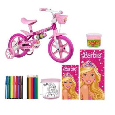 Imagem de Bicicleta Infantil Menina Aro 12 Barbie com Rodinhas
