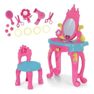 Imagem de Penteadeira Infantil Princesas com acessórios Brinquedo Rosa - Xplast