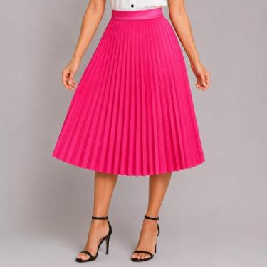 Imagem de Saia Plissada Média Moda Evangélica - Andreiamodaev, Rosa pink, P
