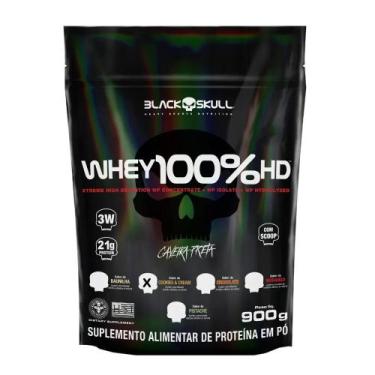 Imagem de Whey 100% HD Black Skull Caveira Preta Sabor Cookies & Cream Sachê 900
