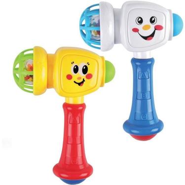 Imagem de Mordedor e Chocalho Martelinho Infantil de Plástico e Silicone Livre de BPA Pais & Filhos