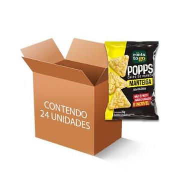 Imagem de Kit Popps Chips de Pipoca Sabor Manteiga Roots to go - 24 unidades de 