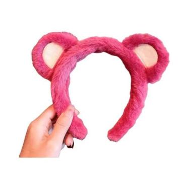 Imagem de Tiara De Pelúcia Urso Morango Para Mulheres, Faixa De Cabelo Doce E Fa