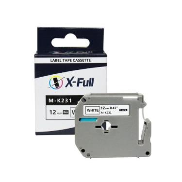 Imagem de Fita Compatível X-Full Brother 12mm x 8m Branca/Preta p/ Rotuladores P