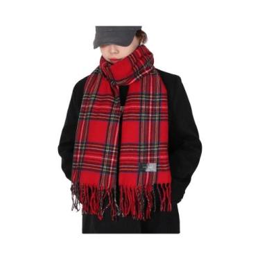 Imagem de Cachecol Feminino Xadrez Tartan Quente E Macio, Longo, Para Presente D
