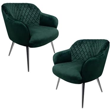 Imagem de Kit 2 Poltronas Decorativas Kitana Pés Polido Palito Veludo Verde - Gran Belo