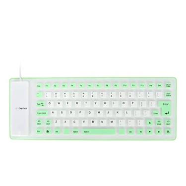 Imagem de Teclado de silicone, botão mudo, teclado dobrável de silicone portátil leve para notebook de PC(verde)