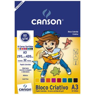 Imagem de Bloco colorido Criativo A3 80g com 8 cores - com 32 folhas - Canson