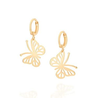Imagem de Brinco argola folheado a ouro Rommanel borboleta - 526776