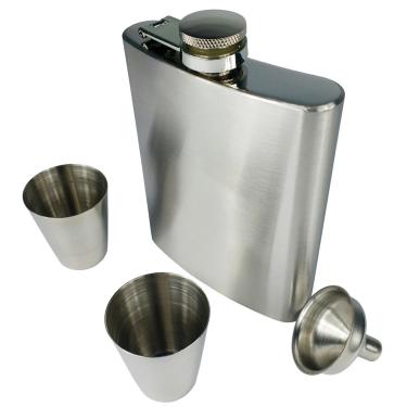 Imagem de Cantil Porta Bebida Kit 4 Peças Inox Whisky Uisque Vodka