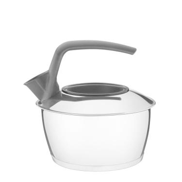 Imagem de Chaleira Tramontina em Aço Inox com fundo triplo cabo preto