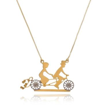 Imagem de Colar Recém Casados Com Detalhes Em Rodium Folheado Em Ouro 18k