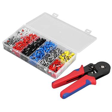 Imagem de Conjunto de crimpagem de virola, kit de alicate de crimpagem autoajustável com terminal de 1200 peças para fio