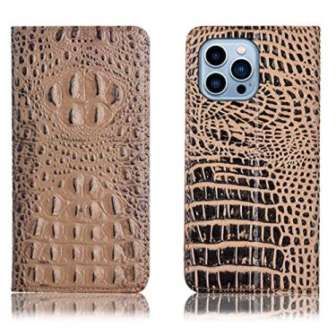 Imagem de GSYH Capa para iPhone 13 Mini/13/13 Pro/13 Pro Max, couro legítimo magnético fecho flip folio carteira capa com compartimentos para cartão Kickstand capas de TPU à prova de choque, marrom, 13 15,5 cm