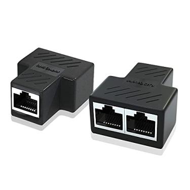 Imagem de Adaptador divisor Ethernet, 1 a 2 portas, suporta cabos Cat5, Cat5e, Cat6, Cat7 - pacote com 2