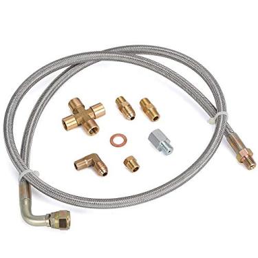 Imagem de PTNHZ RACING Universal Turbo Oil Feed Line Oil Return Line Kit de linha de drenagem de óleo 1/8 NPT 4AN T3 T3/T4 T04E T70 T66 T67 GT35 GT45