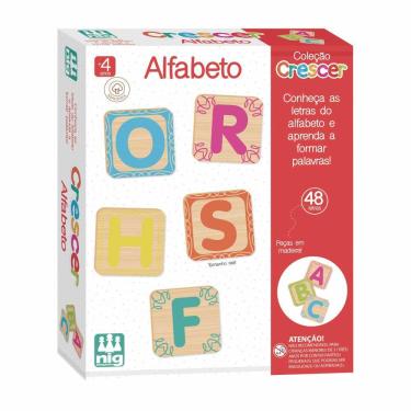 Imagem de Jogo Educativo - Madeira - Crescer - Alfabeto - 48 Letras - Nig Brinquedos
