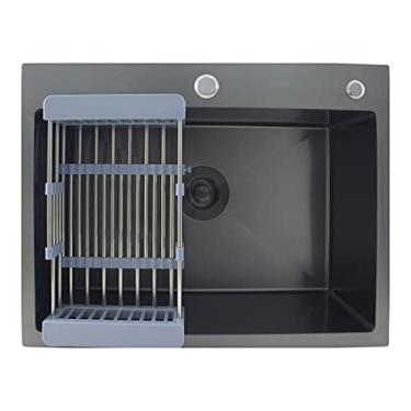 Imagem de Cuba Pia Cozinha Gourmet Aco Inox Preta Quadrada +Disp 500ml