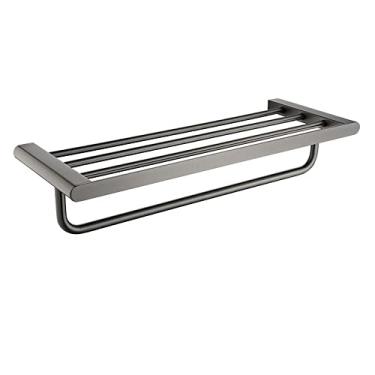 Imagem de Toalheiro de aço inoxidável Acessórios de banheiro toalheiro dourado escovado trilho de montagem em parede toalheiro cabide de prateleira preto fosco cromado, toalheiro cinza RD