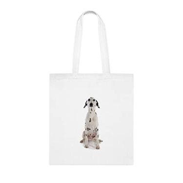 Imagem de Sacola de cachorro dálmata, presente de cachorro dálmata, presente para dálmata, aniversário de cachorro dálmata bolsa de ombro dálmata, bolsa reutilizável de cachorro dálmata fofo, Branco