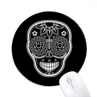 Imagem de Mouse pad preto e branco para computador com o Dia dos Mortos do México