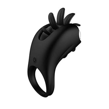 Imagem de Vibrador Anel Peniano 10 Velocidades Rotação Oral Estimulador Clitóris Massageador Sexuais (Preto)